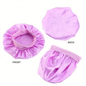 Bonnet de nuit en satin multicolore avec large bande élastique pour enfants, idéal pour les cheveux bouclés des filles – Cadeau promotionnel en gros - Product Image 3