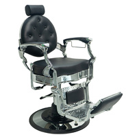 Fauteuil de Barbier Vintage Antique pour Salon, Durable, Ergonomique, Utilisation Hôtelière, Siège en Cuir, Cadre en Acier Inoxydable pour Hommes