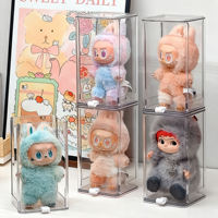 Boîte de présentation transparente moulée par injection pour figurines Labubu Pop Mart, anti-poussière, rectangulaire, multifonctionnelle, pour collection de jouets
