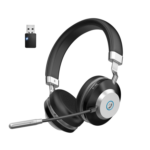 New ANC Active Noise-Cancelling In-Ear Headset with Built-In Microphone Black and Silver BT-882M Wireless Home Office Headset