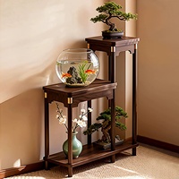 Support de pot de fleurs en bambou de style chinois exclusif pour le commerce extérieur, avec roulettes, stable et résistant, étagère de rangement pour salon