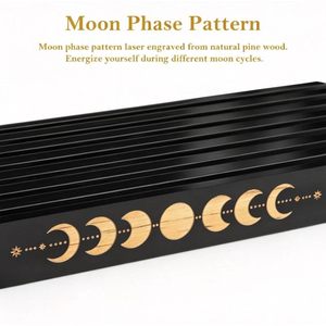 Base de almacenamiento para cartas de Tarot, soporte de exhibición de madera con diseño de fase lunar para organización de escritorio, soporte multiusos de gran capacidad - Product Image 5