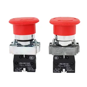 Push to Stop Emergency Push Button Switch for Elevator (XB2 Series XB2-BS542) 22mm Red Stop Light Switch 22 Mm 3A