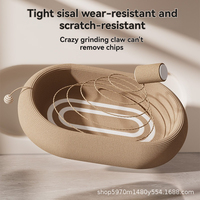 Lit-griffoir ovale et carré pour chat, tapis de repos pour chat en tissu de chanvre résistant à l'usure avec jouet à suspendre en forme de balle, tapis de sommeil pour animaux de compagnie