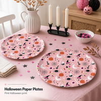Assiettes en papier d'Halloween, gobelets, cuillères et fourchettes jetables pour fête d'anniversaire, mariage, baby shower, vaisselle en gros