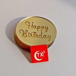 Accesorios y Decoraciones para Pasteles de Cumpleaños, Acrílico Dorado - Product Image 6