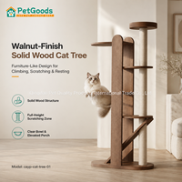Griffoir pour chat en bois massif, moderne et minimaliste, à 4 niveaux, en sisal écologique, avec condo intégré, finition non toxique, pour petits espaces