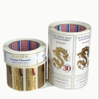 Etiquetas Adhesivas de Vinilo Impermeables Personalizadas con Estampado Metálico en Oro y Plata y Logotipo en Relieve para Botellas de Whisky