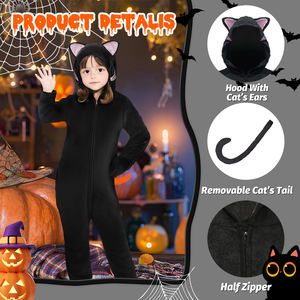 ชุดคอสเพลย์แมวดำแสนสบายสำหรับเด็กผู้หญิง พร้อมกระโปรง ชุดแฟนซีฮาโลวีน สไตล์อนิเมะ - Product Image 4