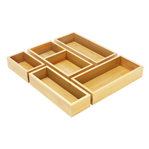 Bamboo Desktop Storage Box Rectangle 18L Office Organizer For Bedroom <b>Study</b> Bathroom <b>Desk</b> - Product Image 1