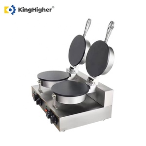 Nouvelle machine à gaufres à double tête commerciale, machine à rouleaux d'œufs électrique en acier inoxydable 110V/220V, en-cas pour les magasins de crème glacée, les boulangeries - Product Image 2