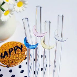 Tái sử dụng hình dạng mặt trăng màu kính rơm phụ kiện thân thiện với môi trường cho thanh uống bao bì số lượng lớn - Product Image 3