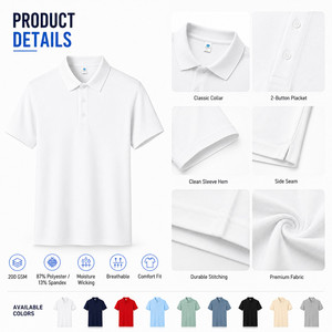 Logo personnalisé, denim solide avec 13% de spandex, performance pour chemise homme, extensible dans 4 directions, respirant, uniforme d'équipe de golf, vente en gros, tailles S-4XL, blanc - Product Image 1