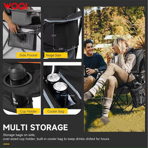เก้าอี้พับพกพา Woqi สำหรับตั้งแคมป์ พร้อมกระเป๋าเก็บความเย็นและพนักพิงศีรษะ โครงอะลูมิเนียม ผ้า Oxford เก้าอี้สำหรับสวน - Product Image 5