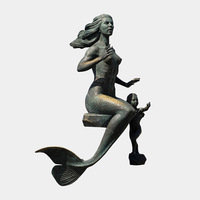 Statue de sirène victorienne en bronze, ornement pour la décoration de jardin, sculpture paysagère, décoration de pavillon extérieur