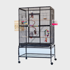 Cages de transport et d'élevage pour oiseaux de compagnie, grande taille, en métal noir thermolaqué, en forme de cœur, avec grande cage en fil métallique, fourniture d'usine - Product Image 4