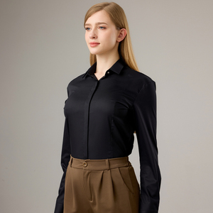 Camicie Formali da Donna su Misura OEM, Maniche Lunghe, <span class=keywords><strong>Polsini</strong></span> Francesi <span class=keywords><strong>Doppi</strong></span>, <span class=keywords><strong>Polsini</strong></span> a Contrasto, Vestibilità Slim - Product Image 3