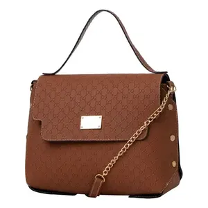 Sac cabas pour femme Fana Jacoba en microfibre, cuir synthétique, fermeture à rabat, bandoulière simple, motif monogramme, usage quotidien - Product Image 4