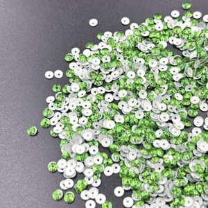 Lentejuelas Holográficas Premium de Alta Calidad, Color Verde Lima Iridiscente <span class=keywords><strong>AB</strong></span>, <span class=keywords><strong>8</strong></span> Facetas, con Orificio Central, Pedrería Plana - Product Image 2