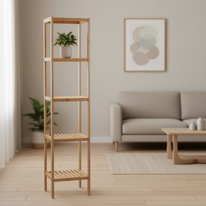 Étagère à 5 niveaux en bambou, support pour plantes, présentoir autoportant, étagère de rangement minimaliste pour salon, bibliothèque D0100HRICMX - Product Image 2