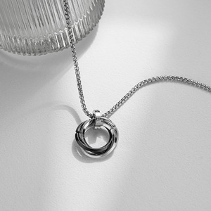 맞춤형 연동 3 링 펜던트 거울 광택 스테인레스 스틸 라운드 목걸이 남성용 - Product Image 3