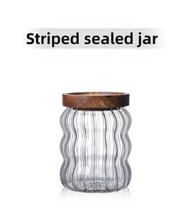 Vorratsglas mit Deckel aus Akazienholz, luftdichtes Glas für fünf Getreidesorten und verschiedene Körner, Kaffeebohnen-Aufbewahrungsflasche - Product Image 6