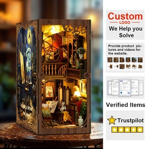 Estilo encantador personalizado DIY casa <span class=keywords><strong>de</strong></span> muñecas LIBRO <span class=keywords><strong>DE</strong></span> MADERA rincón estantería decoración Mini libro Nook Kit uso como regalo - Product Image 3
