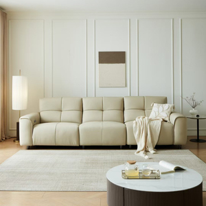 Juego de muebles de sala de estar de lujo moderno 3 2 1 Sofá reclinable eléctrico de cuero italiano real completo - Product Image 2