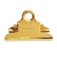 Clip de bureau papillon en métal plaqué titane 78 mm, couleur or foncé, avec logo personnalisé, pour classeur et panneau acrylique