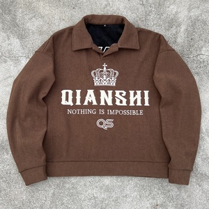Sudadera con Capucha de Pana de Moda Urbana, Hombros Caídos, Logotipo Personalizado, Fabricante de Sudaderas, Sudadera Bordada Extra Grande para Hombre - Product Image 1