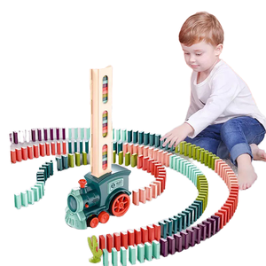 Best Kids Gift TCXW031102 Electric Animal Cars Wood Children's Intelligence Educational <strong>Domino</strong> <strong>Train</strong> with Light Sound for Girls - Product Image 1