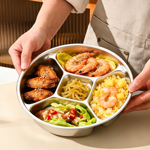 316 Stainless Steel Divided Prep <b>Tray</b> Compartment Cooking Platter Separate Seasoning Drain <b>Basket</b> Kitchen Serving Dish - Product Image 2