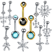 Lingchee acier inoxydable nombril anneaux Zircon nombril Piercing Ombligo Nombril oreille Piercing nombril anneau bijoux de corps en gros