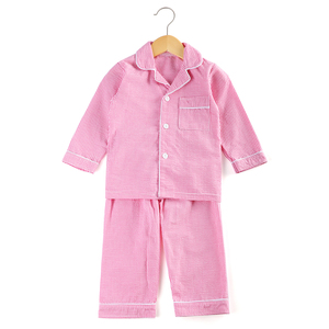 Set di <span class=keywords><strong>pigiama</strong></span> Plaid in morbido tessuto con colletto a righe ricamate spazi vuoti per bambini vestiti <span class=keywords><strong>pigiama</strong></span> set per bambini - Product Image 3