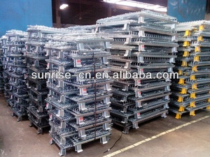 Có thể gập lại mạ kẽm bin Pallet lưới container Hàn lưu trữ di động lồng kim loại hộp dây lưới container - Product Image 3
