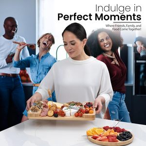 Juego de Platos de Bambú para Delicatessen, un Gran Tablero de Quesos de Bambú, Juego de Regalo Equipado con Platos, Utensilios y Artículos de Servicio para Exhibir Carnes - Product Image 5
