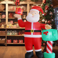 Vente directe d'usine Décoration de jardin gonflable Père Noël pour fête de Noël Père Noël souriant avec boîte cadeau