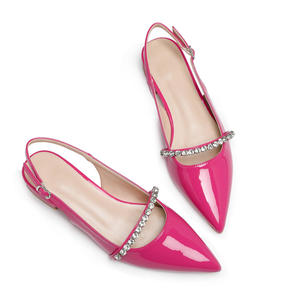 Ballerines à bride arrière pour femmes, élégantes, bout pointu avec strass, confortables, respirantes, faciles à enfiler - Product Image 1