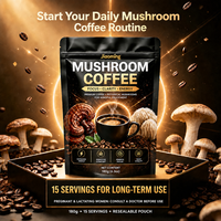 Poudre de café aux champignons pur avec emballage, marque privée, vente en gros, boisson bien-être, mélange de suppléments quotidiens