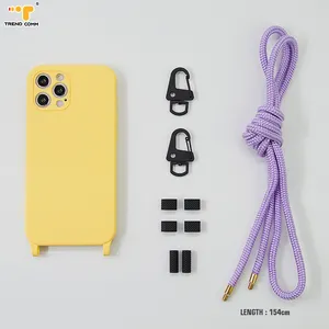 Rubber Coating Metal Parts Detachable Cord Strap New Sublimation Blank Silicone Mobile Phone Case For iPhone 11 12 13 Models