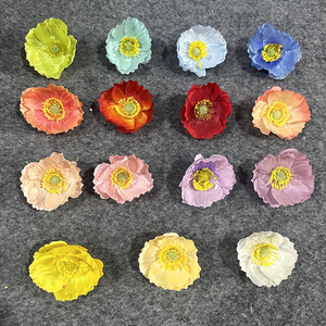 Artificial Poppy <b>Flower</b> Head Mixed Colors <b>Silk</b> <b>Flower</b> Realistic Wedding Decoration Photography Prop - Product Image 2