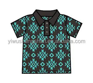 Wholesale Western Style Cattle Pattern Kids Boys Polo Shirts Short Sleeve Milk Silk Fabric Toddler Baby Clothing Tops