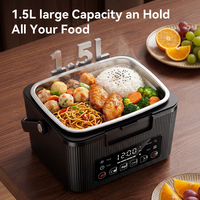 Boîte à lunch électrique auto-chauffante rechargeable avec écran LED intelligent, alimentée par batterie, chauffe-plat portable