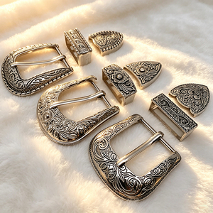 Factory Wholesale 25mm 3 Piece Western <b>Belt</b> <b>Buckle</b> Set Conchos for Leather - Product Image 3
