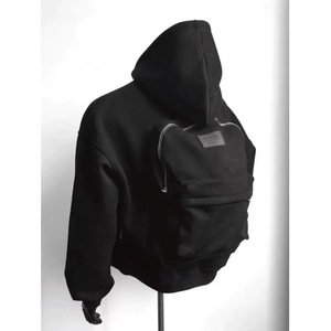 Casual Zipper Drop Shoulder Hoodies Pullover moletom sólido manga comprida quente solto Oversized mochila <span class=keywords><strong>Hoodie</strong></span> dos homens - Product Image 6