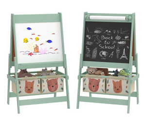 حامل رسم للأطفال مع لفة ورق، حامل رسم 3 في 1 للأطفال الصغار، حامل رسم 3 في 1 للأطفال باللونين الوردي والأخضر مع لفة ورق - Product Image 6