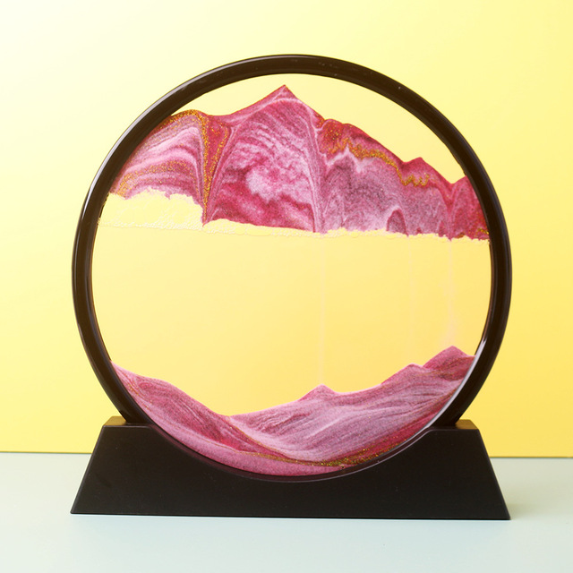 Modern Liquid Motion Moving Sand Art Picture Round Glass 3D Hourglass Deep Sea Sandscape 7inch 12inch for Home Decor