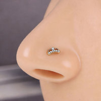Piercing de nez en titane G23 courbé en S, 20G, incrusté de CZ, bijou de piercing pour narine, hypoallergénique, pour femme
