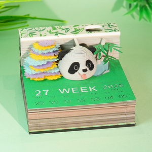 Nuevo producto 2026 padre-hijo Panda 3D notas adhesivas diseño personalizado papel tallado 3D Bloc de notas calendario - Product Image 5