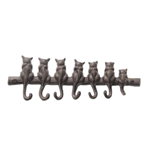 Set Of 3 Cat Wall Hooks Cast Iron Wall Hooks Towel Hooks Rustic Metal Key  Hooks Vintage Decorative Wall Decor With Screws Antique Dark Rust